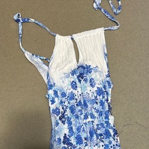 Blue womens dress with floral print